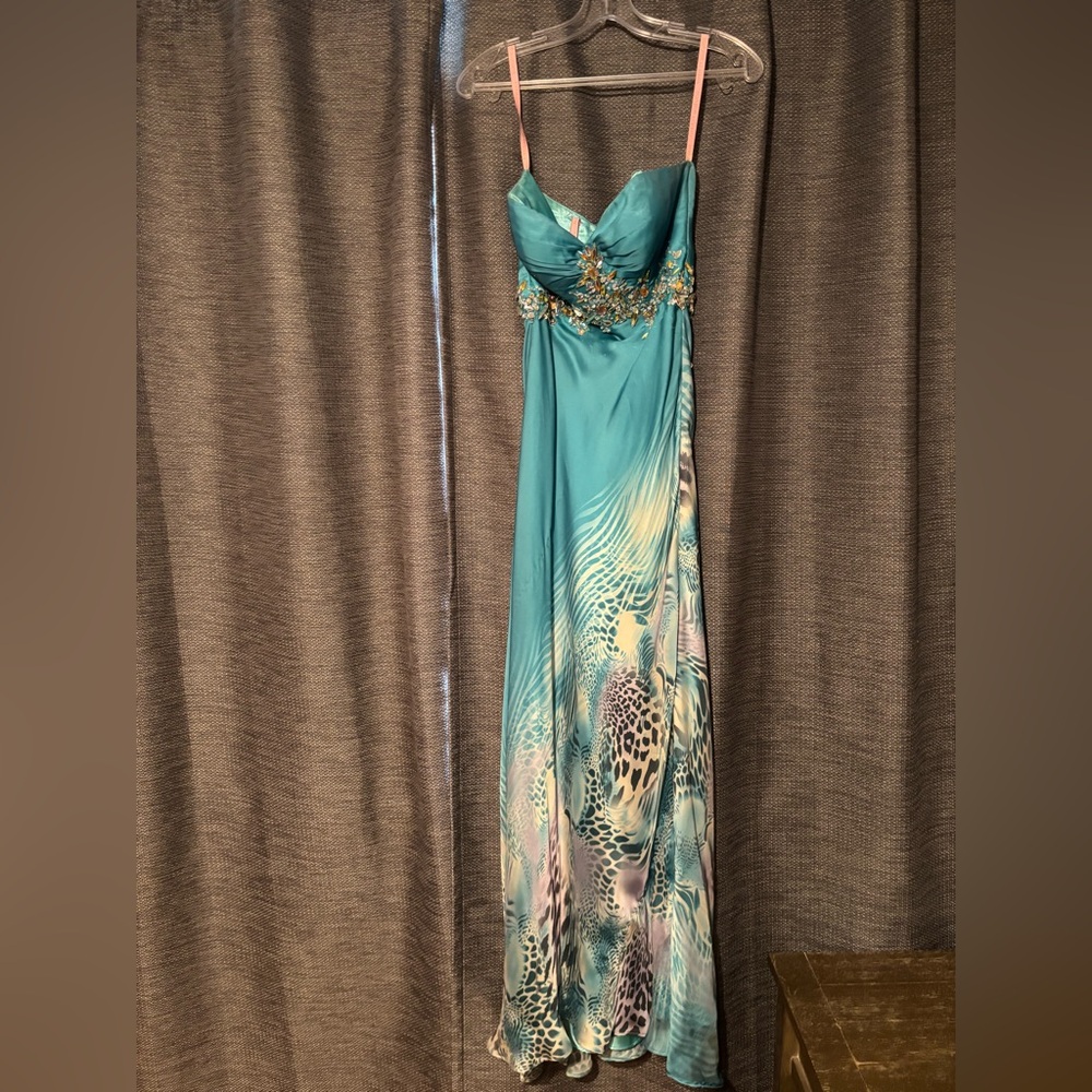 Blush Teal and Cream Maxi Dress